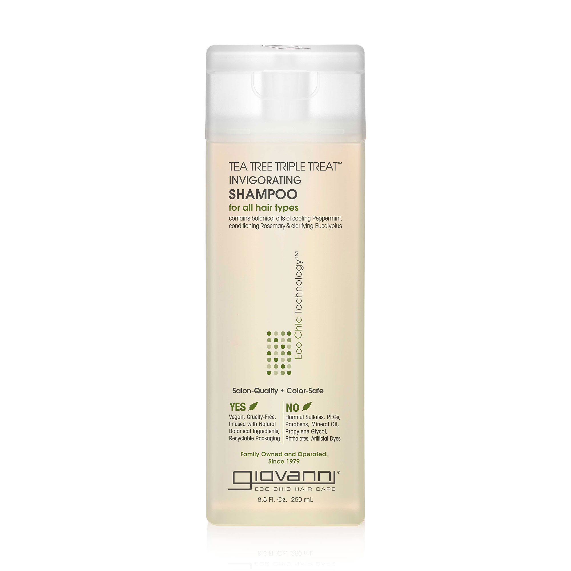 Стимулювальний шампунь Giovanni Eco Chic Technology Invigorating Shampoo для всіх типів волосся, з екстрактом чайного дерева, 250 мл